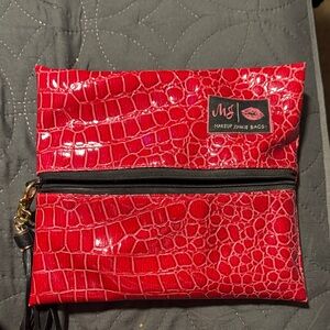 Red Crocodile small makeup junkie bag!